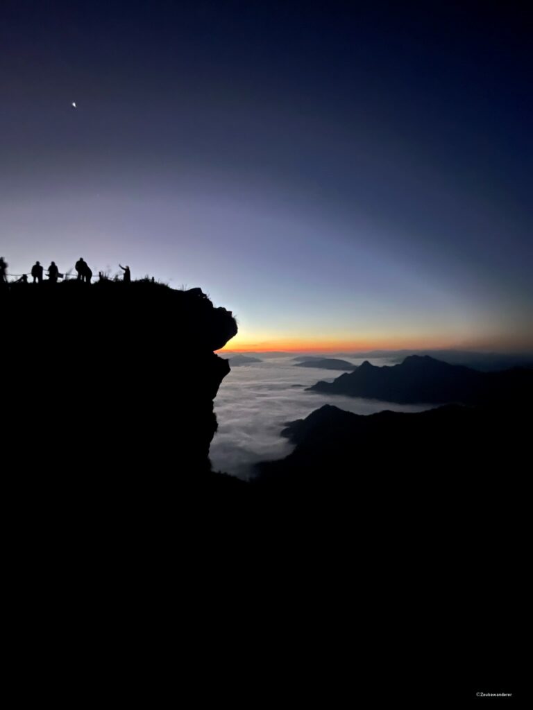 Phu Chi Fa's iconic cliff silhouette, 5.55am