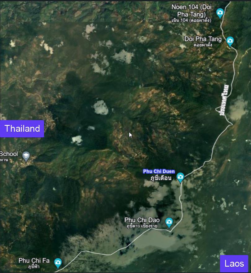 Location of Phu Chi Fa, Phu Chi Duen, Phu Chi Dao, and Doi Pha Tang